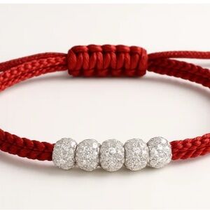 Elegant Red and Silver Beaded Bracelet